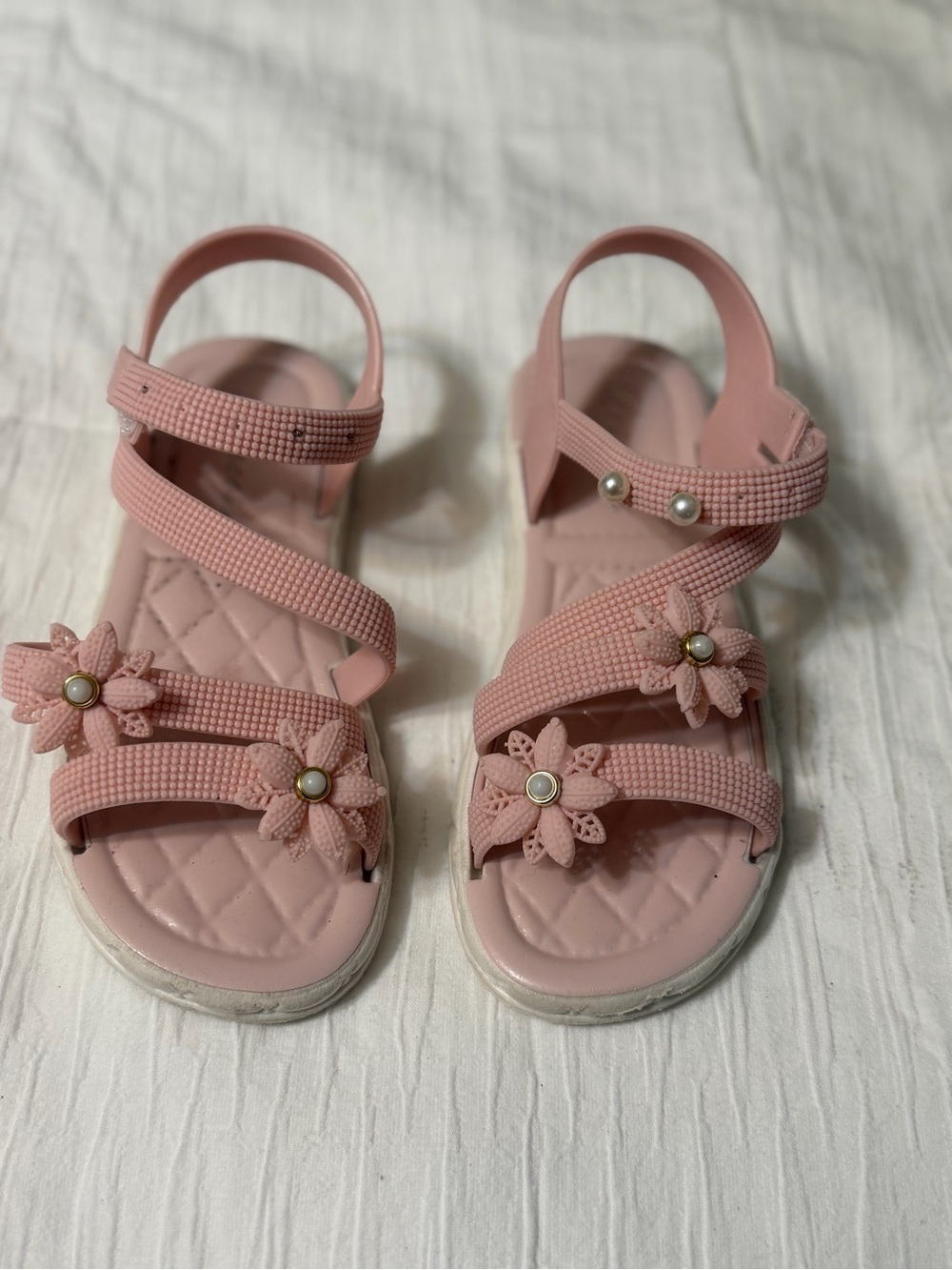 Girl Pink Floral Strap Sandals size1.5